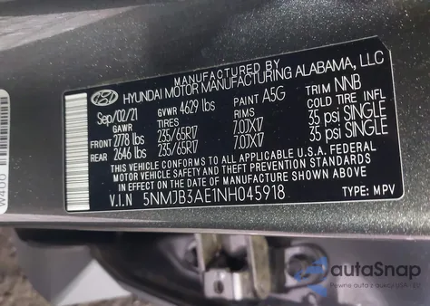 2022 Hyundai Tucson Sel from USA, damaged, VIN 5NMJB3AE1NH045918